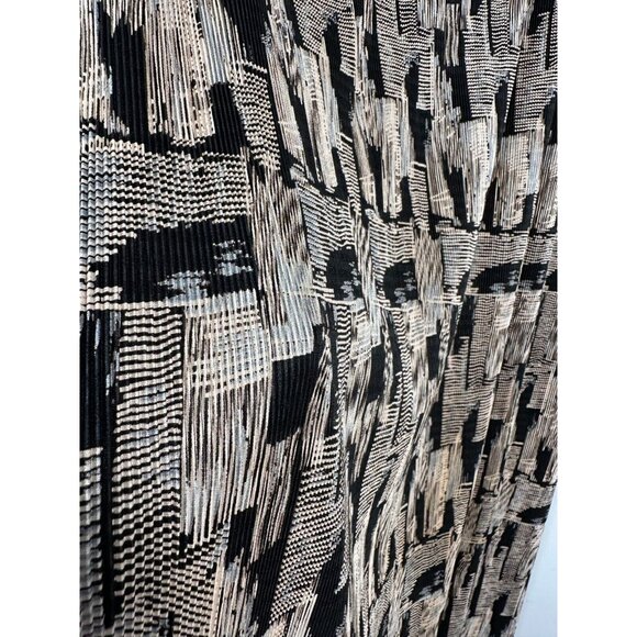 Vintage Lori Weidner Skirt Size 10 Womens Midi Abstract Stretch Ribbed Black Tan - Picture 7 of 9